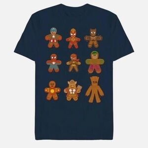 NWT. MARVEL Men’s Graphic T-Shirt with Super Hero Gingerbread Characters